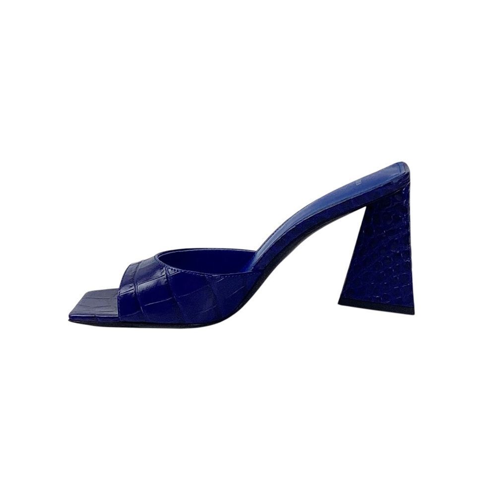 THE ATTICO Devon 85 Mules Blue Croc Embossed EU 38.5 US 8 Leather Heels